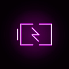Poster - charging battery neon icon. Elements of Minimal universal theme set. Simple icon for websites, web design, mobile app, info graphics