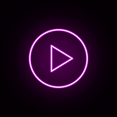 Poster - play circular button neon icon. Elements of Minimal universal theme set. Simple icon for websites, web design, mobile app, info graphics
