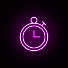 Poster - timer neon icon. Elements of Minimal universal theme set. Simple icon for websites, web design, mobile app, info graphics
