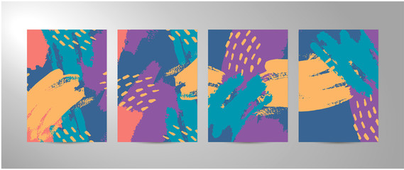 Wall Mural - four vector abstract brush strokes backgrounds