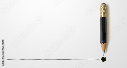 Fotomural Black colour pencil with outline to end point on white paper background