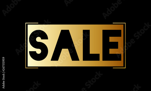 Sale Banner Sale Poster With Gold Frame On Dark Background Shop