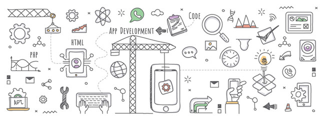 Conceptual illustration of app development