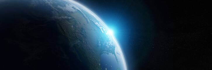 Wall Mural - View of blue planet Earth in space 3D rendering elements of this image furnished by NASA