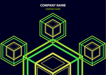 Poster - company logo icon design template element. logo in the form of a hexagon, a cube in a cube on a dark