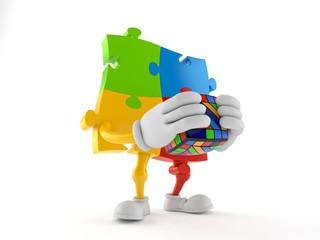 Canvas Print - Jigsaw puzzle character solving puzzle