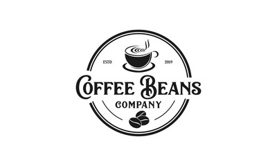 Wall Mural - Coffee beans classic logo design