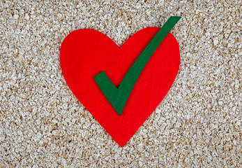 Oats for a healthy heart and right diet options - food background concept for love of health.