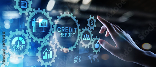 Fotografía Credit report score button on virtual screen