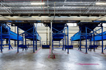 Sorting line for cargo in large modern warehouse