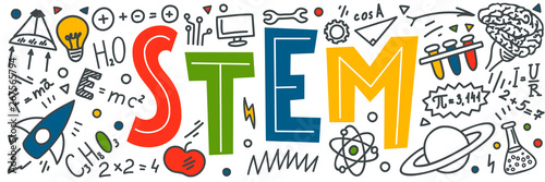 Fotografía STEM. Science, technology, engineering, mathematics doodles.