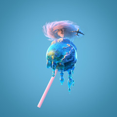 Wall Mural - glacier on the planet in the shape of lollipop melts