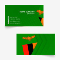 Wall Mural - Zambia Flag Business Card, standard size (90x50 mm) business card template.
