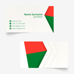 Wall Mural - Madagascar Flag Business Card, standard size (90x50 mm) business card template.