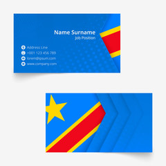 Wall Mural - DR Congo Flag Business Card, standard size (90x50 mm) business card template.