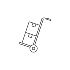 Poster - Industry flat, trolley, boxes, industrial icon
