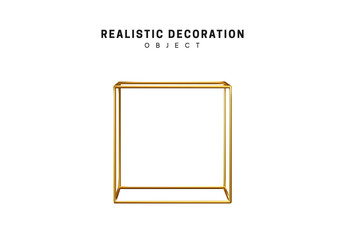 Poster - Golden geometric 3d object isolated on white background