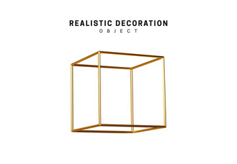 Poster - Golden geometric 3d object isolated on white background