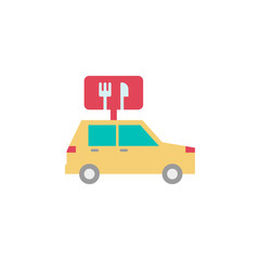 Poster - Food delivery, car, eat, food, restaurant color icon
