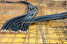 Pipes For Electrical Network Located On Construction Site