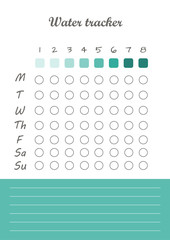 Water tracker template in hand drawn style style