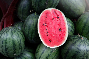 Close up Watermelon fruit on nature background.