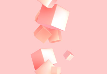 Poster - Abstract Background pink color with 3d cubes.
