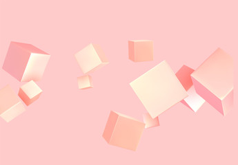 Poster - Abstract Background pink color with 3d cubes.