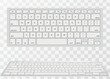 Computer keyboards. Modern, compact keyboard in white and black color. Technology design. Realistic keyboard with alphabet.