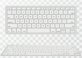 Poster - Computer keyboards. Modern, compact keyboard in white and black color. Technology design. Realistic keyboard with alphabet.