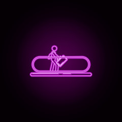 Poster - Escalator neon icon. Elements of airport set. Simple icon for websites, web design, mobile app, info graphics
