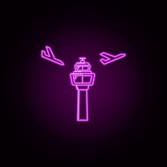 Poster - Airport tower neon icon. Elements of airport set. Simple icon for websites, web design, mobile app, info graphics