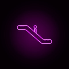 Poster - Escalator down neon icon. Elements of airport set. Simple icon for websites, web design, mobile app, info graphics