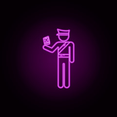 Poster - Passport control neon icon. Elements of airport set. Simple icon for websites, web design, mobile app, info graphics