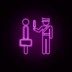 Poster - Scan a passenger neon icon. Elements of airport set. Simple icon for websites, web design, mobile app, info graphics