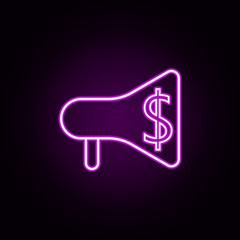 Poster - megaphone dollar neon icon. Elements of bank set. Simple icon for websites, web design, mobile app, info graphics