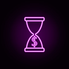 Poster - hourglass neon icon. Elements of bank set. Simple icon for websites, web design, mobile app, info graphics