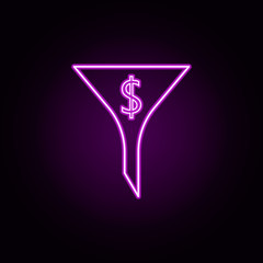 Poster - dollar filter neon icon. Elements of bank set. Simple icon for websites, web design, mobile app, info graphics
