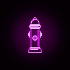 Poster - Fire hydrant neon icon. Elements of fireman set. Simple icon for websites, web design, mobile app, info graphics