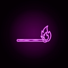 Poster - Burning match neon icon. Elements of fireman set. Simple icon for websites, web design, mobile app, info graphics