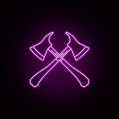Poster - Fire axes neon icon. Elements of fireman set. Simple icon for websites, web design, mobile app, info graphics