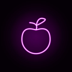 Poster - an Apple neon icon. Elements of Fruit set. Simple icon for websites, web design, mobile app, info graphics