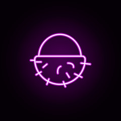 Poster - sliced coconut neon icon. Elements of Fruit set. Simple icon for websites, web design, mobile app, info graphics