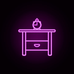 Poster - nightstand neon icon. Elements of furniture set. Simple icon for websites, web design, mobile app, info graphics