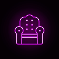 Poster - armchair neon icon. Elements of furniture set. Simple icon for websites, web design, mobile app, info graphics