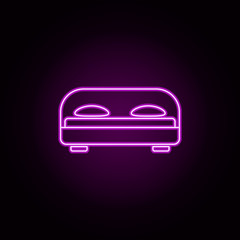 Poster - two double bed neon icon. Elements of furniture set. Simple icon for websites, web design, mobile app, info graphics