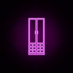 Poster - narrow cabinet neon icon. Elements of furniture set. Simple icon for websites, web design, mobile app, info graphics