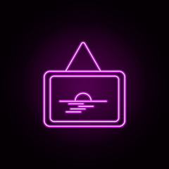 Poster - picture on a rope neon icon. Elements of furniture set. Simple icon for websites, web design, mobile app, info graphics