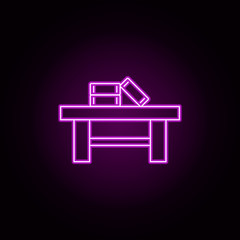 Poster - coffee table neon icon. Elements of furniture set. Simple icon for websites, web design, mobile app, info graphics