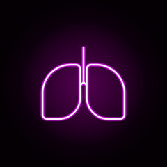 Poster - organ lungs neon icon. Elements of hospital set. Simple icon for websites, web design, mobile app, info graphics